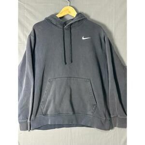 Vintage 90s Nike "White Tag" Embroidered Mini Swoosh Hoodie - Faded Black - Men'